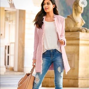 Womens Tweed Fringe Jacket (Pink)